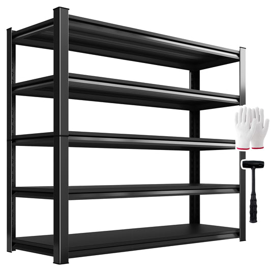 TXTDPL 2000lbs Heavy Duty Garage Shelving, 5-Tier Adjustable Storage Shelves, 72" H x59 W x 19.6" D, Utility Metal shelvingfor Warehouse, Basement, Garage