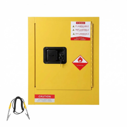 Takywep 2 Gal Flammable Safety Cabinet, Cold-Rolled Steel Flammable Liquid Storage, 17x17x18Inch Fire Resistant, Static Grounding 3-Point Lock for Workshop Garage Laboratory