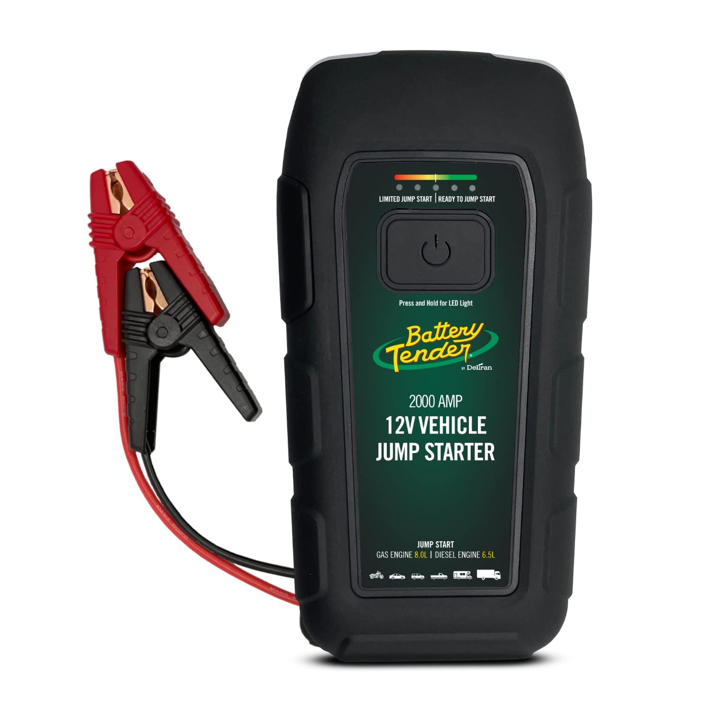 Battery Tender 2000 AMP Lithium Jump Starter - 16000mAh Portable Power Station - LED Flashlight Emergency Strobe - 3 Fast USB Charging Ports - 030-2030-WH
