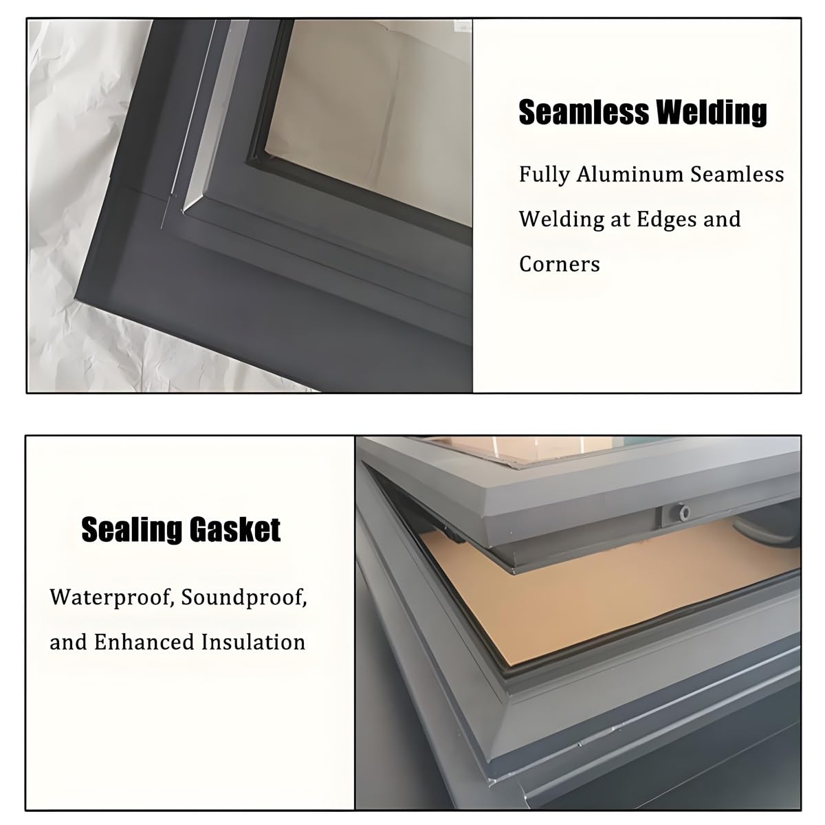 Skylight Windows for House Roof with Double Layer Tempered Glass, Roof Lighting Well Window for Indoor Attic, Aluminium Window Cover for Garage/Basement/Loft/Dark Room(24x12)