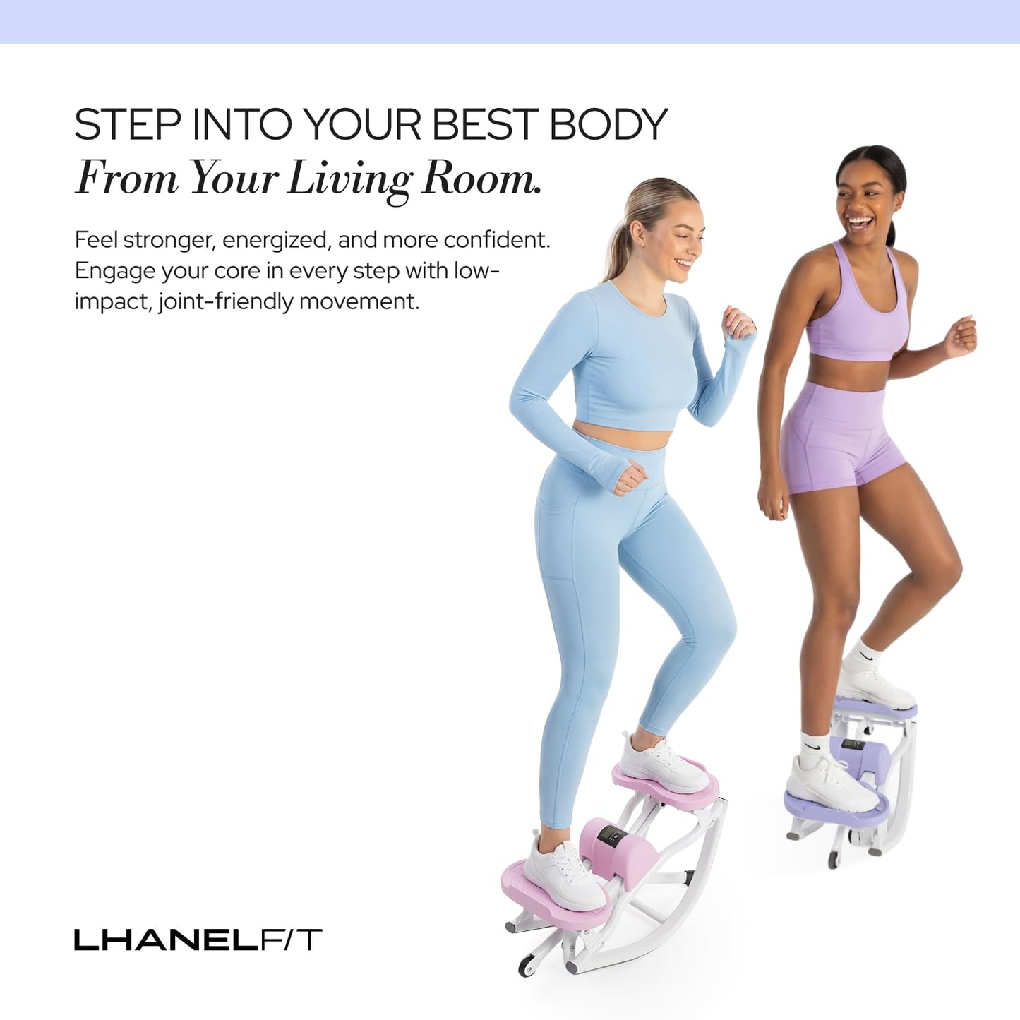 LhanelFit The Rock Stepper - Side to Side Rocking Stepper Machine for Home Workouts - Low Impact Indoor Cardio Leg Glute and Core Training - Quiet Compact Step Rocker Exercise Equipment (Purple)