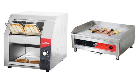 CROSSON ETL Listed Conveyor Toaster 450PCS/Hour 10" Wideness With 3" Opening and 24"*16" Commercial Electric Countertop Griddle