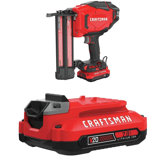 CRAFTSMAN V20 Cordless Finish Nailer Kit, 18GA with EXTRA Lithium Ion Battery, 2.0-Amp Hour (CMCN618C1 & CMCB202)