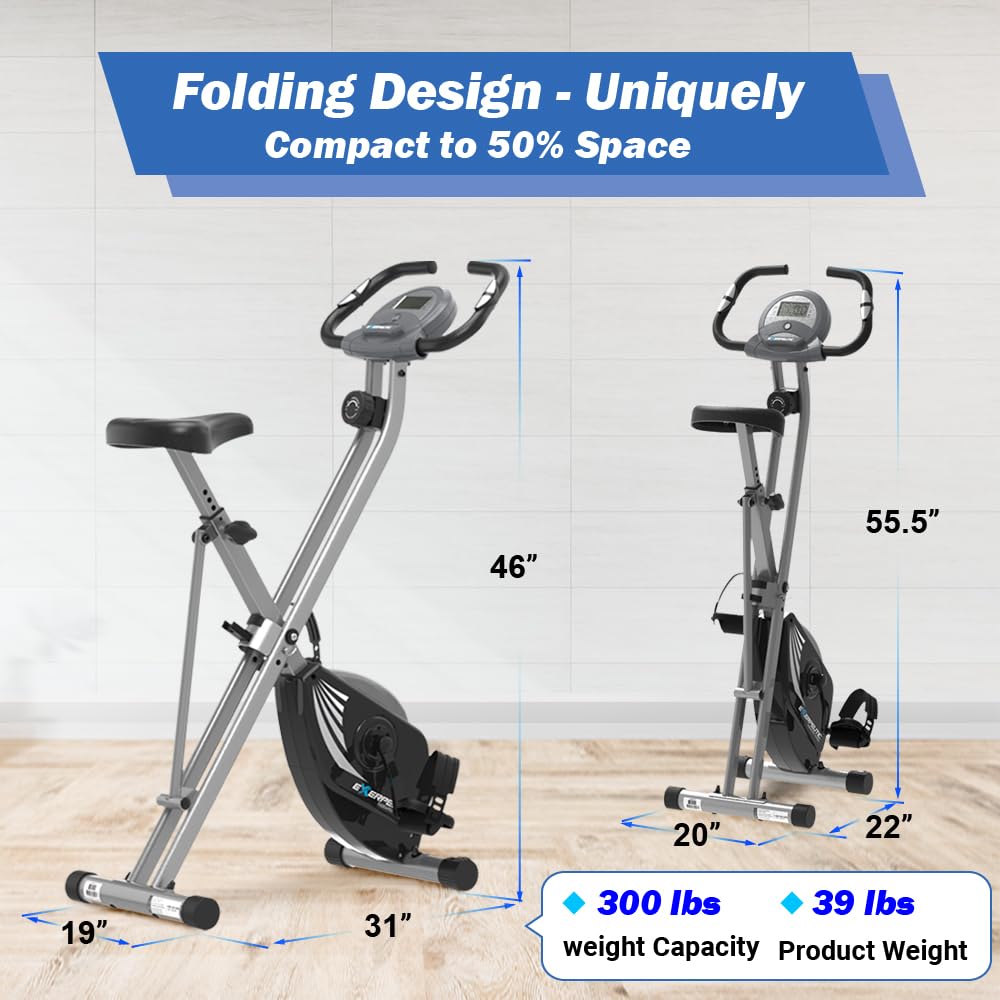 Exerpeutic Foldable Exercise Bike with Regular Seat