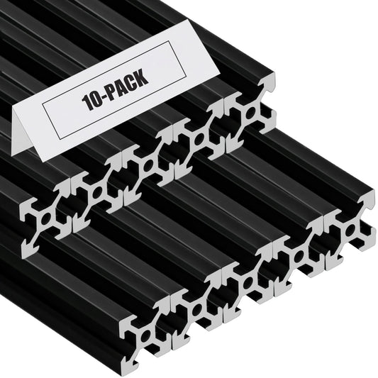 2020 V Aluminum Extrusion, 10PCS 2000mm European Standard Anodized Extruded Aluminum Profile Extrusion Linear Rail for 3D Printer and CNC Machine DIY Projects- Black
