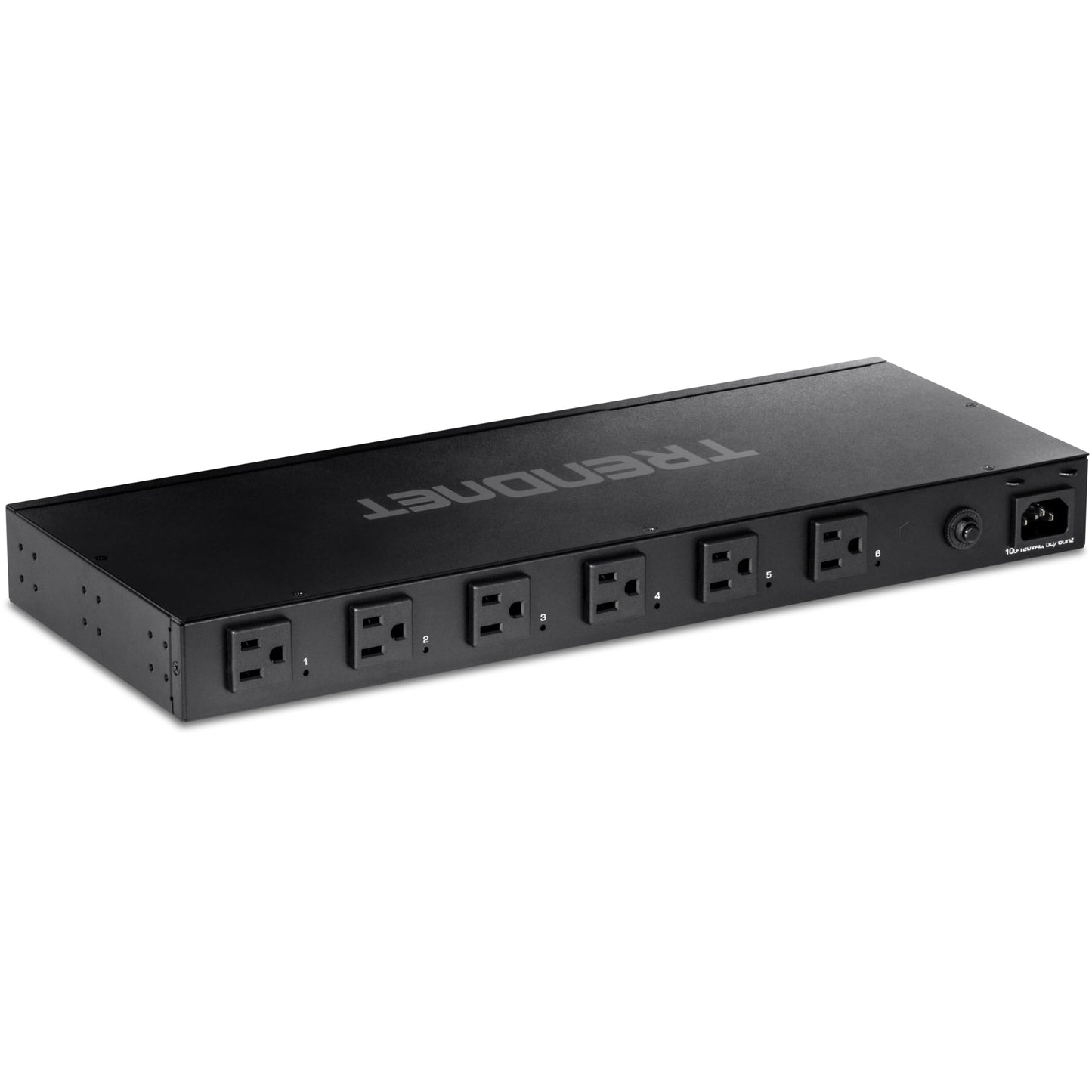 TRENDnet 6-Outlet Managed PDU, TPI-06, Rackmount Power Distribution Unit, UL Certified, 1 x NEMA 5-15R Bypass Power Outlet, 1 x Gigabit RJ-45 Port, Overload Protection, Surge Protection 2160J, Black