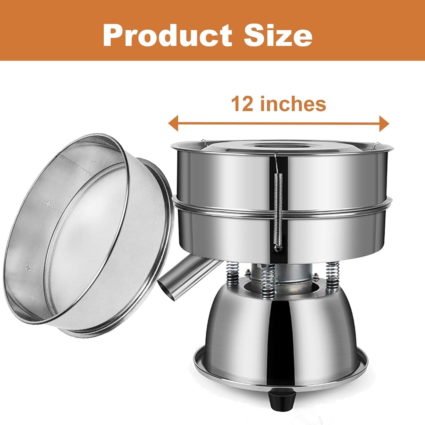 Automatic Powder Sifter Machine, 30 Mesh 50 Mesh Stainless Steel Sieve Shaker, 110V Vibrating Sifter for Flour & Powder, 2 Screens Included