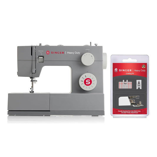 SINGER 4411 Heavy Duty Sewing Machine With Accessory Kit & Foot Pedal - 69 Stitch Applications - Simple & Great For Beginners + SINGER Heavy Duty Presser Feet Kit