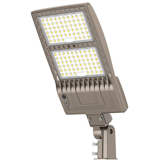 320W LED Parking Lot Light UL Listed 48000LM 5000K 320W 256W 192W Adjustable LED Shoebox Pole Light 150 LM/W Slip Fitter IP65 Commercial Outdoor Street Area Light AC100-277V