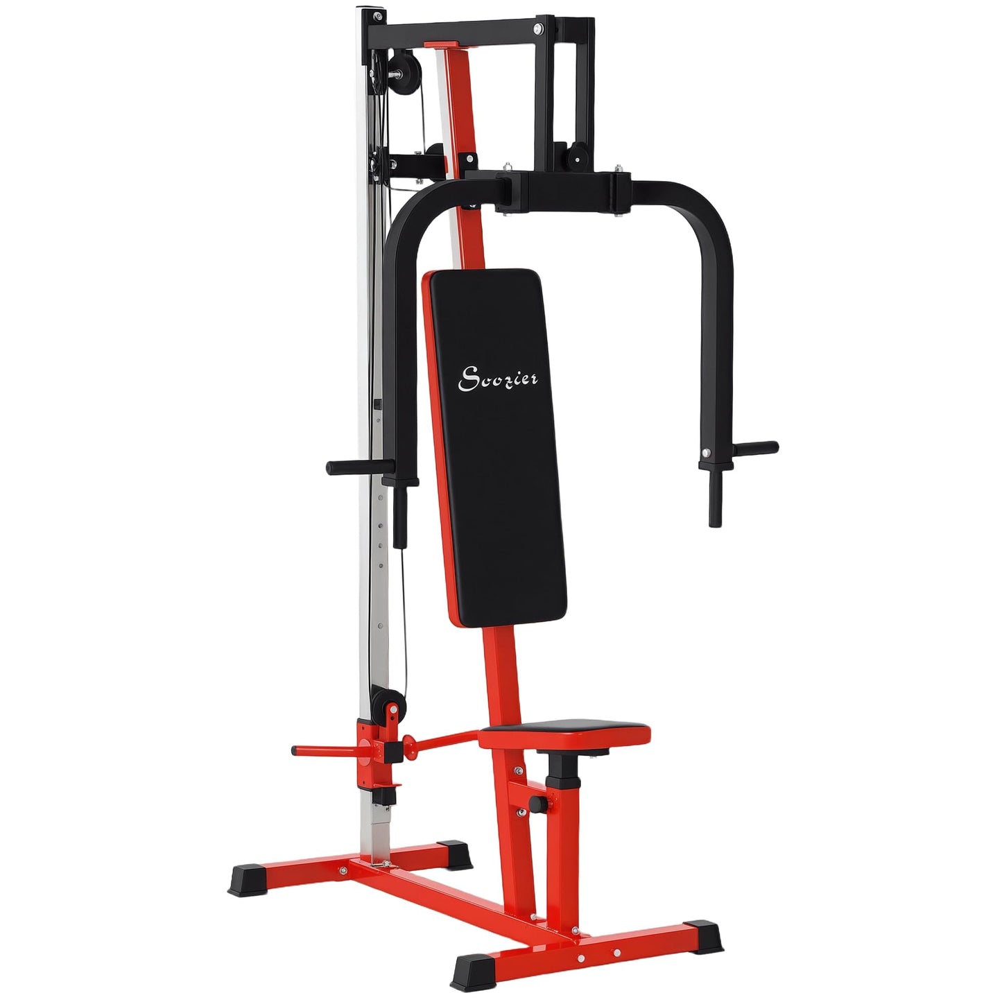 Soozier Chest Fly Machine and Chest Press Station, Delt Machine Home Gym Equipment for Chest, Back, Pectoral, Rear Deltoid and Shoulder Training, Red