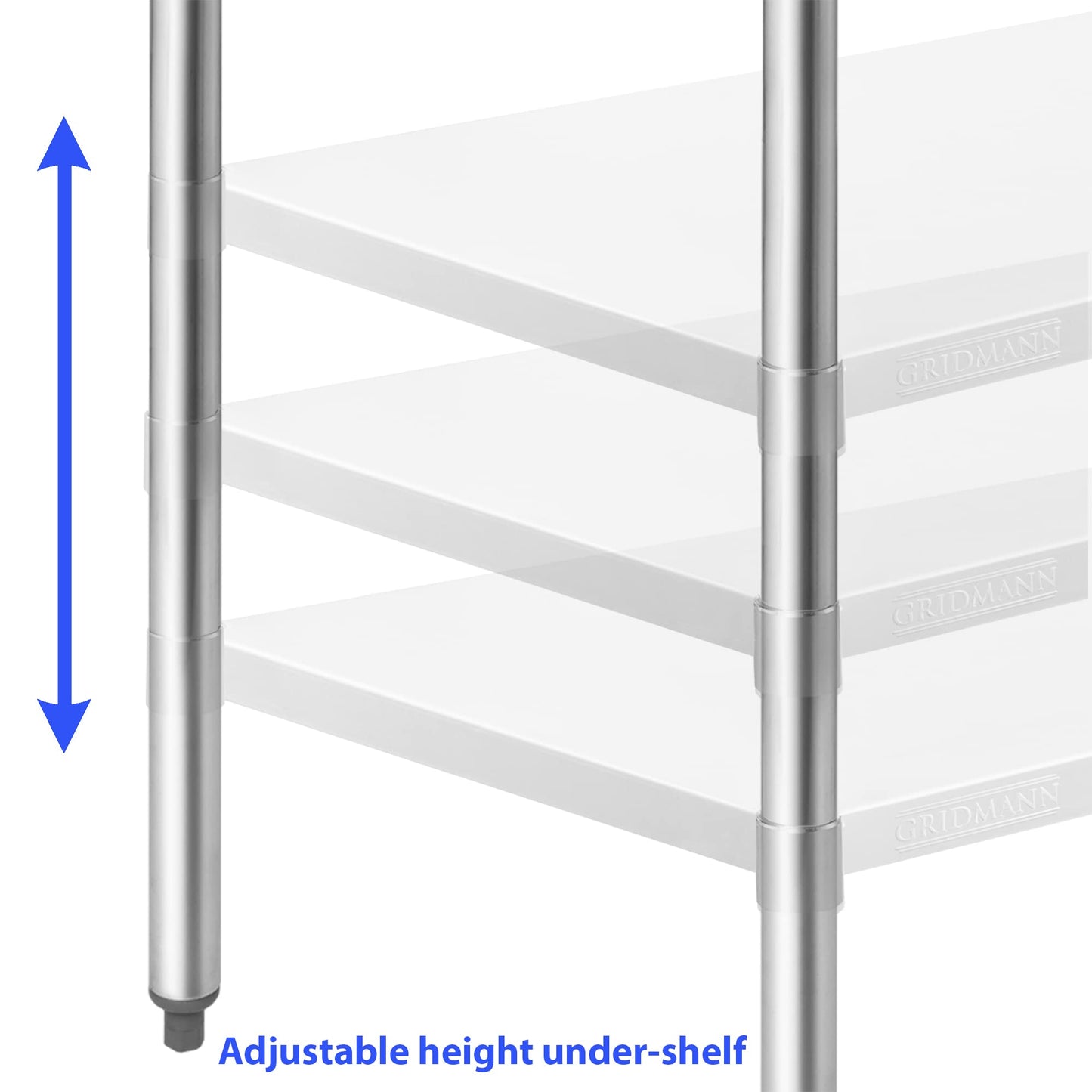 GRIDMANN Stainless Steel Work Table 48 x 30 Inches, NSF Commercial Kitchen Prep Table with Under Shelf for Restaurant and Home
