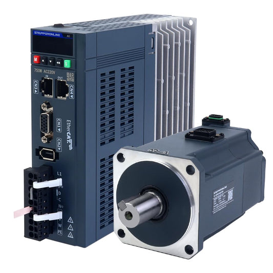 STEPPERONLINE AC Servo Motor kit EtherCAT A6 Series 750W Servo Motor 3000rpm 2.39Nm with Brake 17 Bit Absolute Encoder IP67 + 750W EtherCAT AC Servo Motor Driver+ 3.0M Cabels