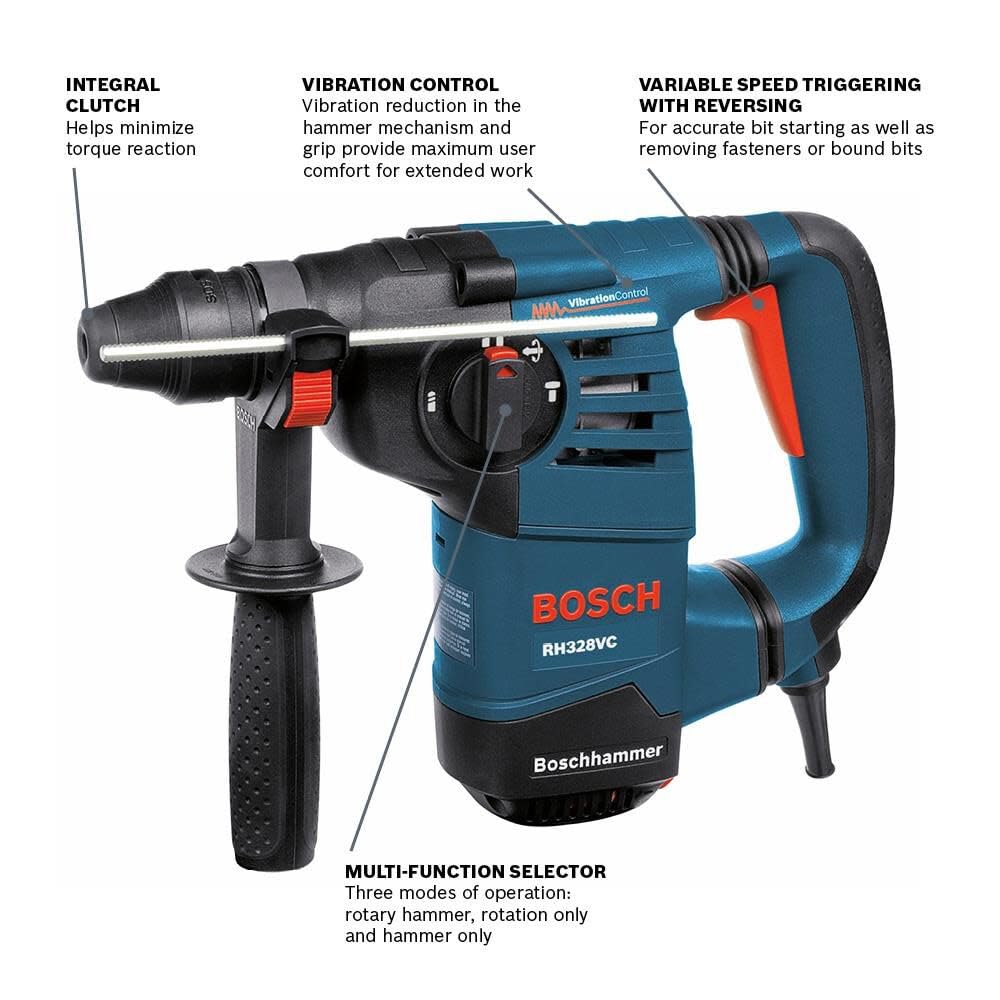 Bosch RH328VC-RT SDS-Plus Rotary Hammer, 1-1/8" - (Renewed)