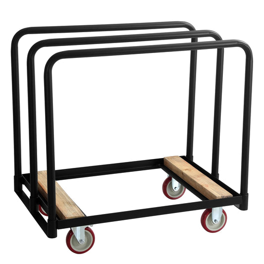 2IN1 Steel Panel Truck Cart, Lumber Cart Drywall Dollies Cart，1500LBS Heavy Duty Flatbed Cart Dollies with 5" Swivel Brake Wheels, Plate Platform Truck with 3 Side Handrails