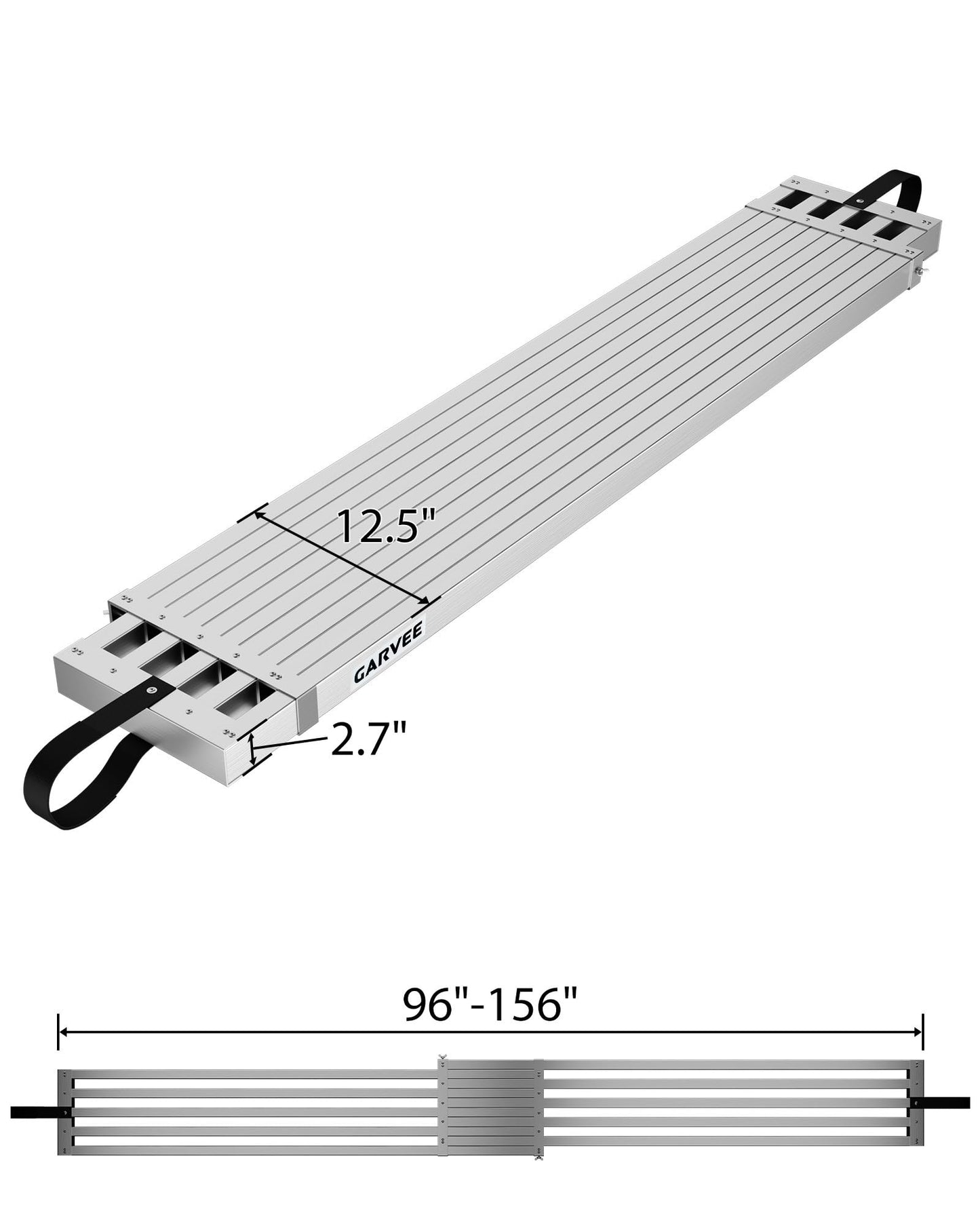 8–13 ft Telescoping Aluminum Work Plank – Heavy-Duty 440 Lbs Capacity, Skid-Proof Scaffold and Ladder Accessory, Adjustable Extension Plank for Indoor & Outdoor Projects