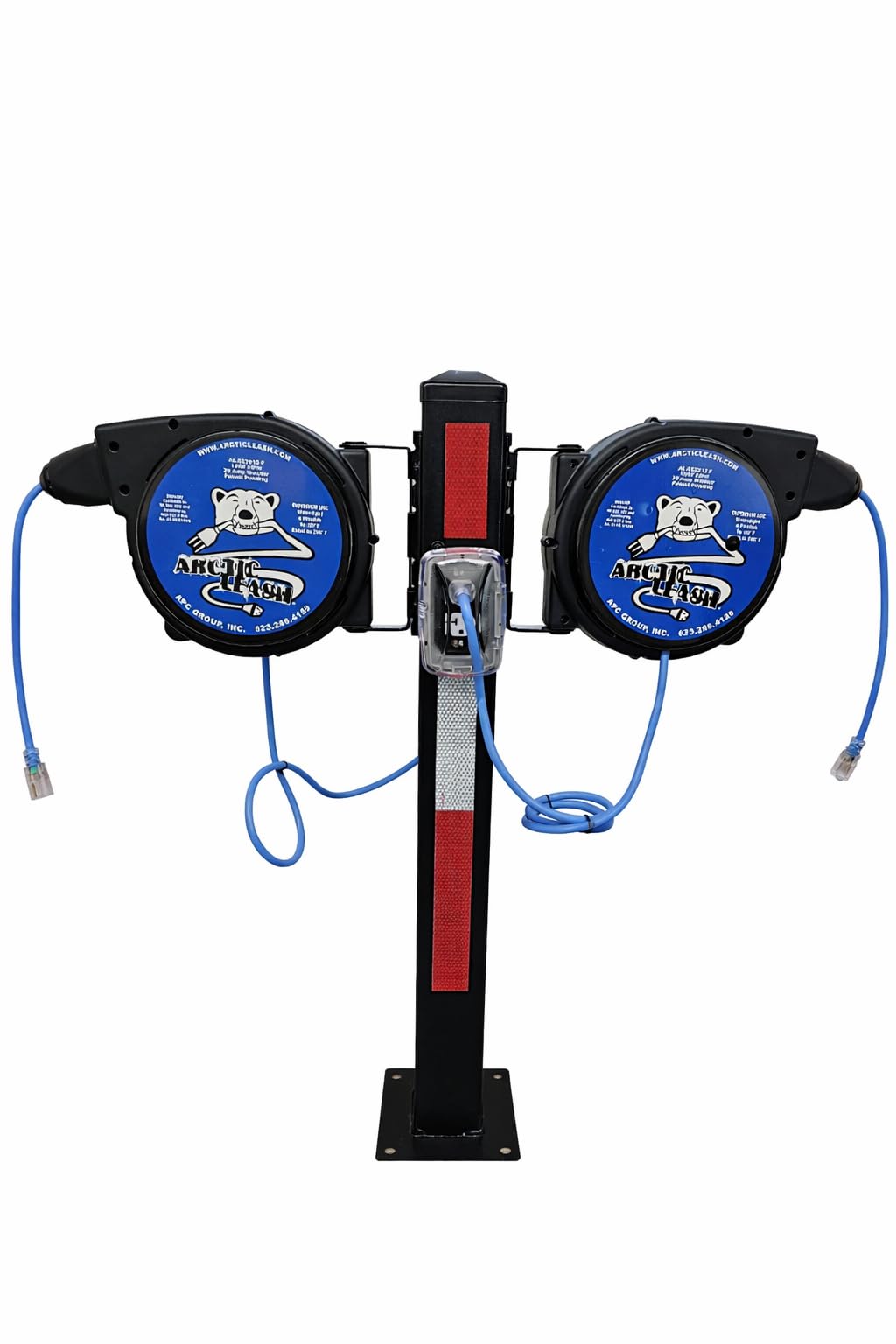 ARCTIC LEASH 30ft. 14/3 SJEOOW Cable, Outdoor/Watertight, Extreme Cold Weather Retractable Extension Cord Reel – with 20A Resettable Breaker, 180° Swivel Mount, Retractable to -60°F.