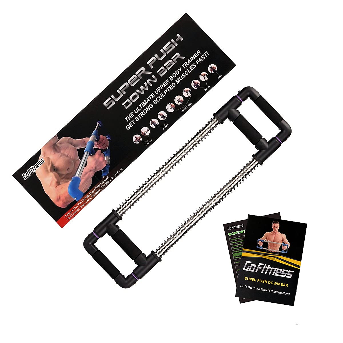 GOFITNESS Push Down Bar Chest Trainer - Home Workout Equipment for Chest, Arm, Shoulder, Abs and Back - Chest Exerciser Home Gym Strength Trainer