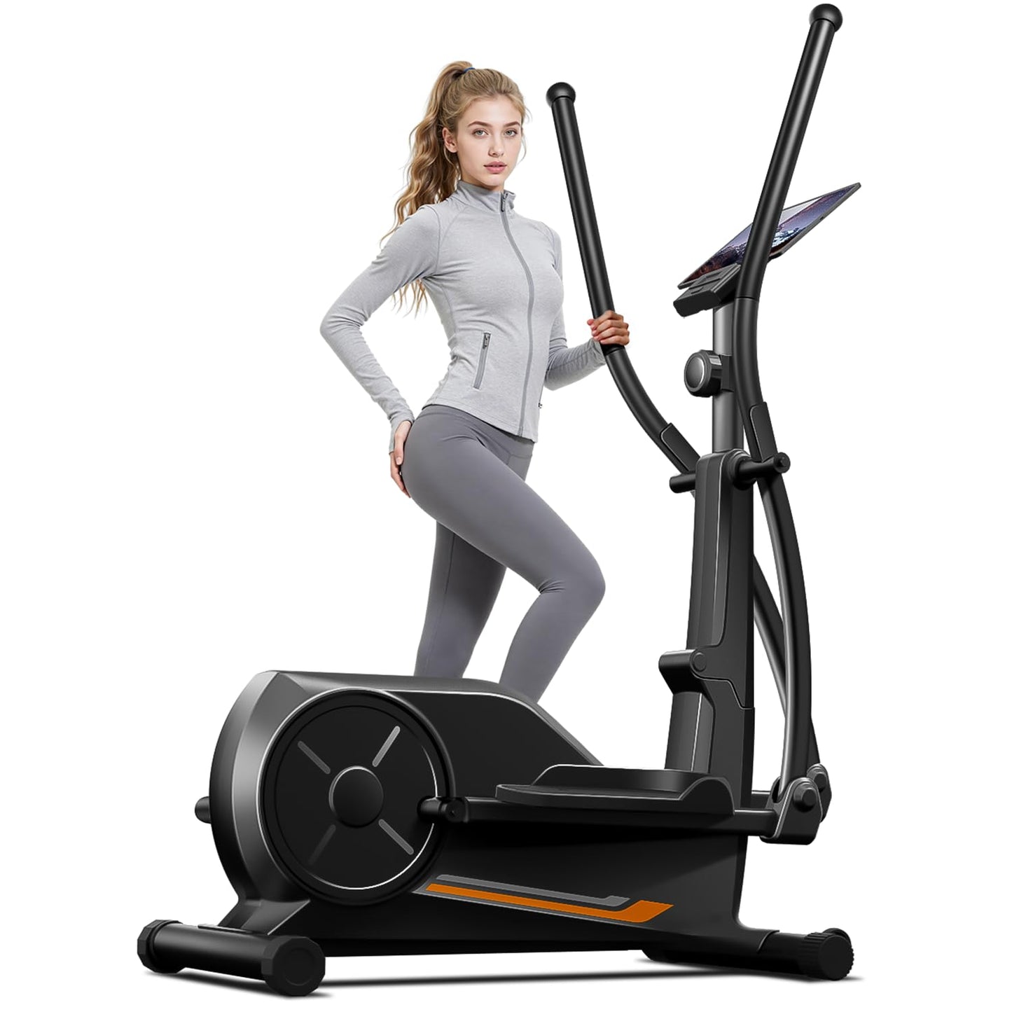 CURSOR Elliptical Exercise Machine, Elliptical Machine for Home with Hyper-Quiet Magnetic Driving System,8&16 Levels Resistance,Compact Elliptical with 12IN Stride,LCD Monitor,350LBS Weight Capacity