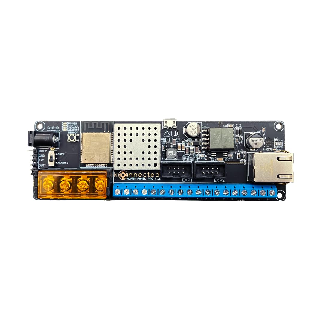 12-Zone Wired Smart Alarm Panel - Konnected Alarm Panel Pro Conversion Kit - Make Wired Alarm System Smart - SmartThings, Alexa - No Batteries or Monthly Subscription - Wi-Fi & Ethernet Connection