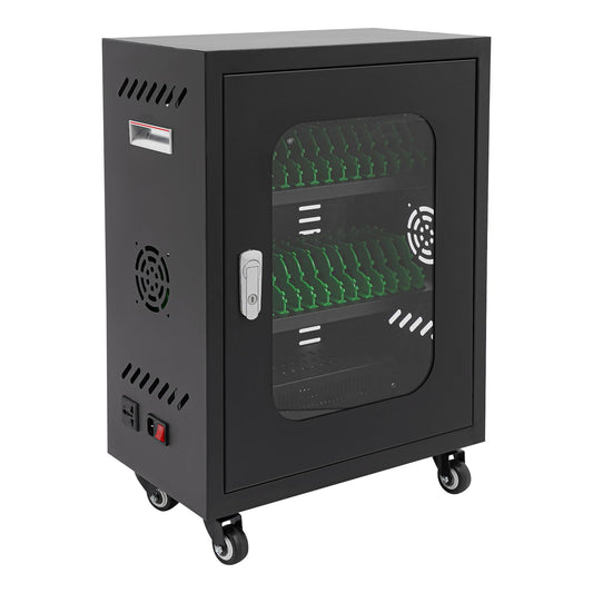 30-Device Mobile Charging Cart for Phone, Mobile School Charging Cart and Cabinet,Locking Storage Charging Station with Wheels for Classroom Office Business (Black)