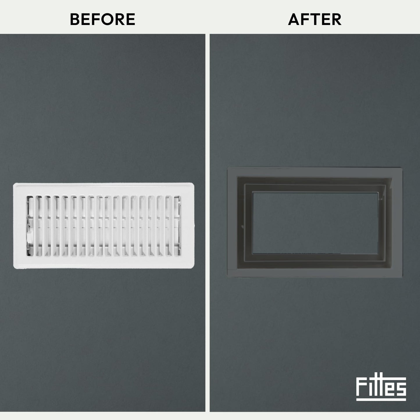 Fittes Framed Wall Vent [Luxe+], Steel HVAC Air Return Register Cover, Customizable Adjustable Increased Airflow Solution for Home or Ceiling, 15-Min DIY Setup, Damper Included – 10"x30.25" – White