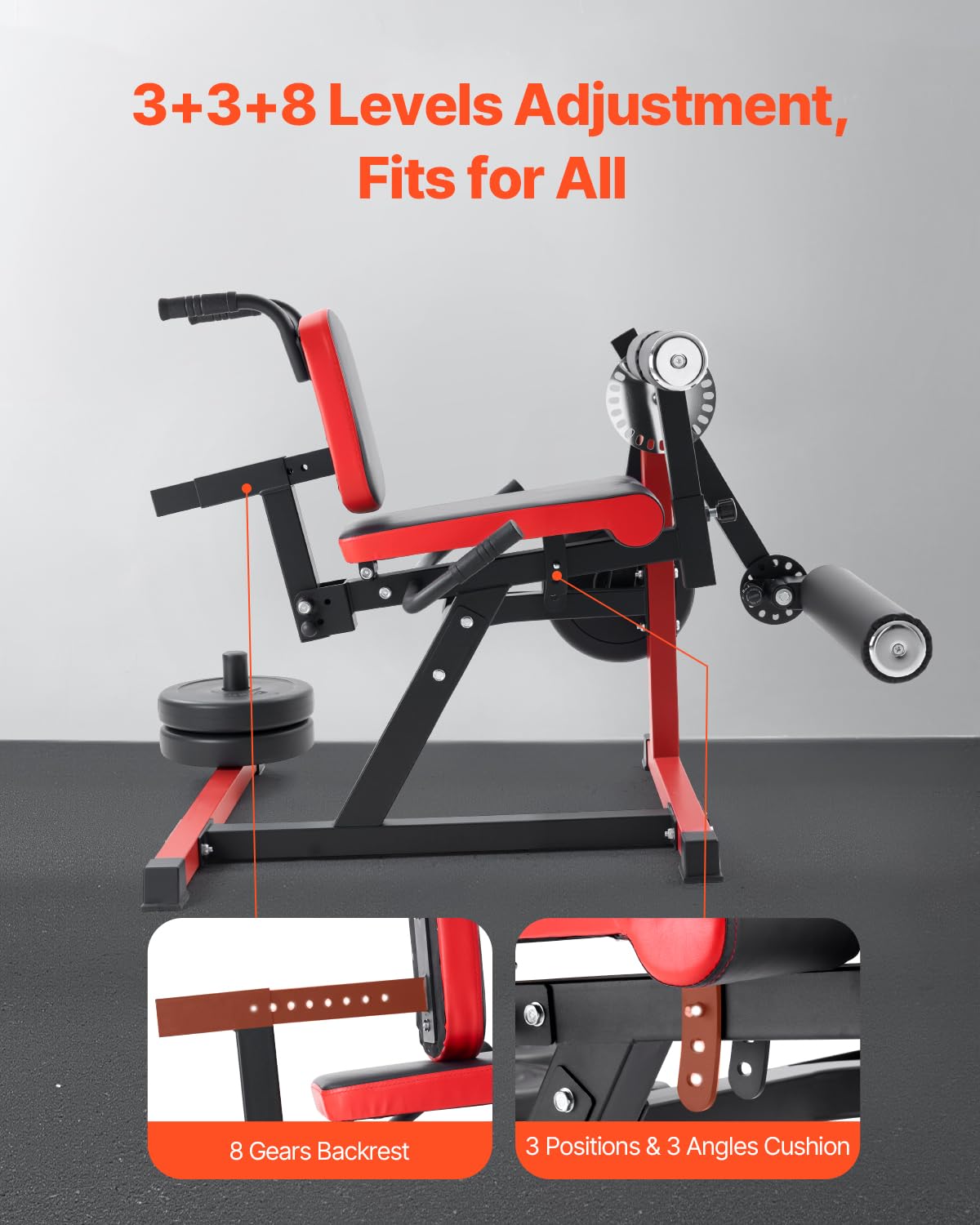 VEVOR Leg Extension and Curl Machine, Seated Leg Rotary Extension for Thigh, Adjustable Lower Body Specialty Exercises Equipment, Heavy Duty Workout Bench for Home Gym, 550 LBS Capacity
