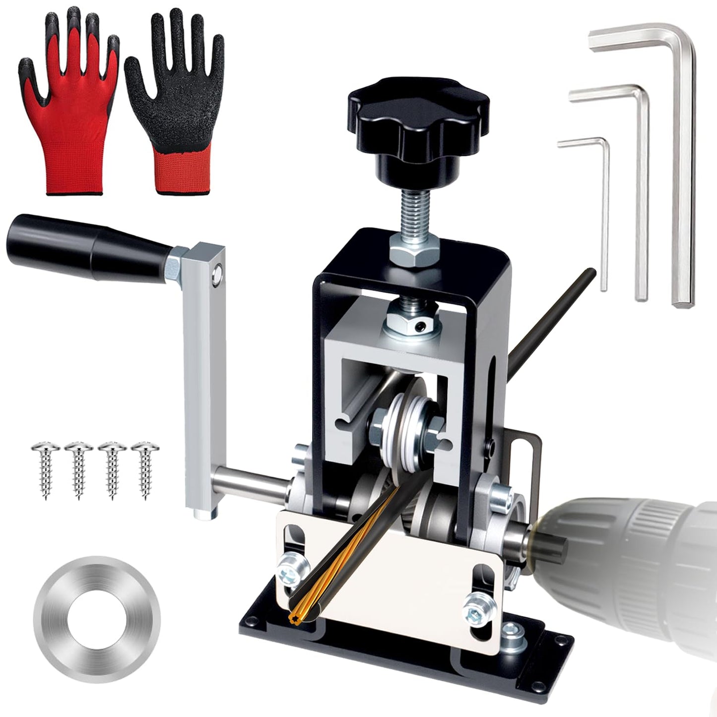 TORRIDE Manual Wire Stripping Machine Gauge Wire 0.06-1 inches,Scrapping Copper Wire Peeler Machine,Drill Powered Hand Crank Wire Stripper Tool for Scrap Copper Recycling