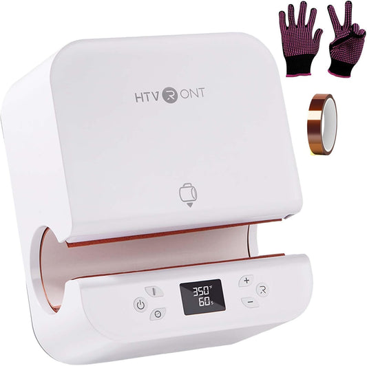 HTVRONT Auto Tumbler Heat Press Machine - Mug Heat Press Heat Up Fast & Even, Professional Tumbler Press High-Security for 2.9"-3.2" Sublimation Tumblers, Cups, Glasses and Mugs, White
