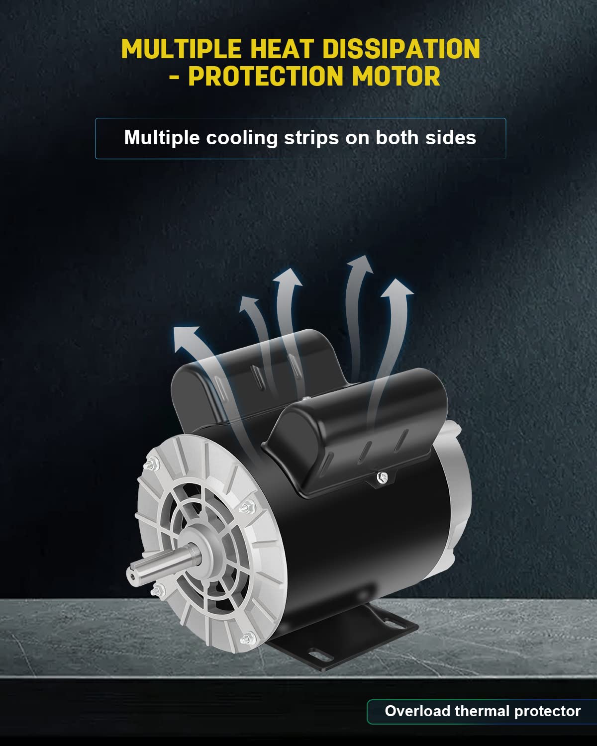 Air Compressor Motor,2 HP SPL 3450 RPM Electric Motor, 115/230V 15/7.5A Single Phase, 56 Frame 5/8" Keyed Shaft, Commercial-Duty CCW Rotation, 1.88" Shaft Length for Air Compressors