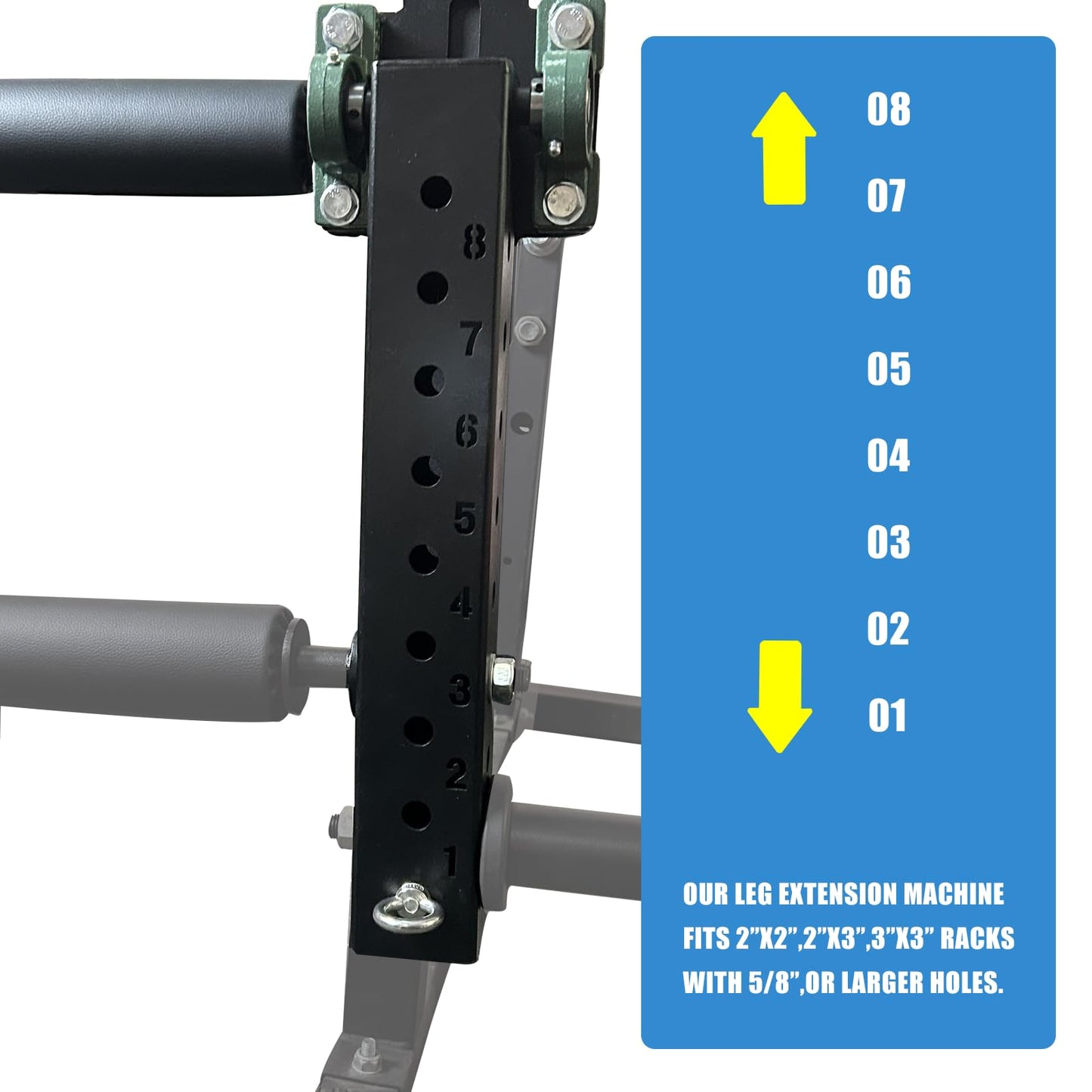 Power Rack Mounted Leg Extension & Curl Machine for Home Gym Equipment, Adjustable Leg Press Attachment for Lower Body Muscle Training (Style 1)