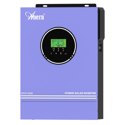 Anern 3200W Solar Hybrid Inverter, Pure sine Wave Inverter 24V DC to 220-230V AC, Built-in 80A MPPT Solar Charge Controller, Fit for 24V Lithium Lead-Acid Gel or Battery-Less
