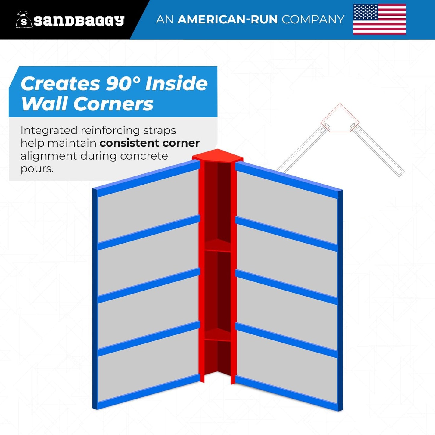 6" x 6" x 8 ft Inside Corners for Steel-Ply Concrete Forms - Sandbaggy (70, 6" x 6" x 8 ft)