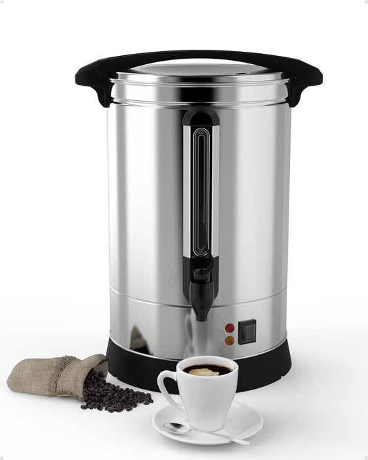 Takywep 100 Cups-14L Commercial Coffee Urn, Fast Brew Stainless Hot Water Dispenser, Coffee Dispenser Electric, Hot Water Urn for Catering, Meeting, Party,Silver