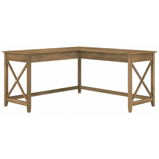 Bush Home Key West 60W Modern Farmhouse L Shaped Desk in Reclaimed Pine, 60-Inch Corner Computer Table for Home Office Workspace