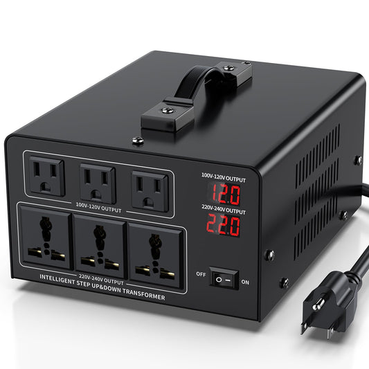 8000W Voltage Converter Transformer Step Up 110V/120V to220V/240V or Step Down 220V to 110V AC Power Converte, Circuit Breaker Protection, 3 US sockets, 3 Universal sockets, LCD Display