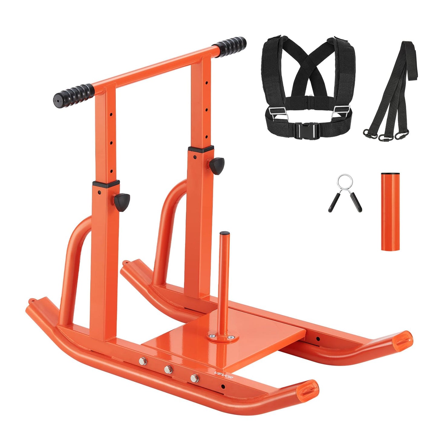 VEVOR Weight Sled, Fitness Training Pull Push Running Sled, Fitness Workout Sled Push Gym Equipment, Adjustable Height Handle, Compatible 1/2 in Weight Plates, Orange, Football Sleds and Chutes
