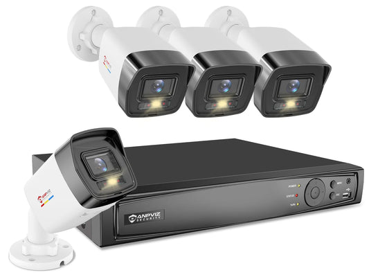 Anpviz 4K Security Camera System, 12MP 8CH PoE NVR Without HDD or Cable, 4X 127° Wide Angle Metal Bullet H.265+ 8MP POE IP Cameras, Smart Color Night Vision, Human Vehicle Detection, 120dB WDR, IP67