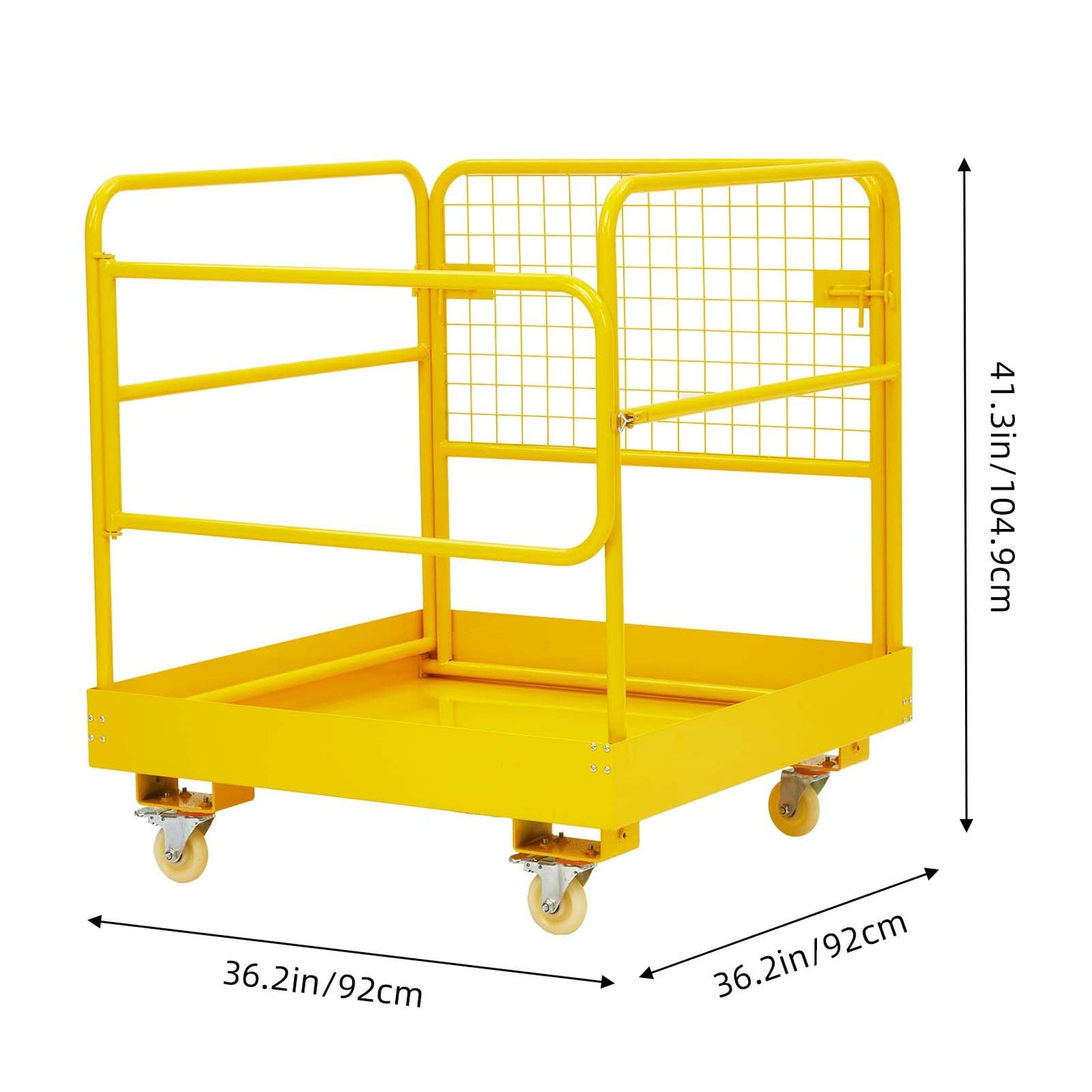 Forklift Safety Cage, 36"x36" inch Heavy Duty Collapsible Forklift Work Platform, 1200LBS Capacity with 4 Universal Wheels Aerial Platform Collapsible Lift Basket Aerial Rails for Lifting Loader