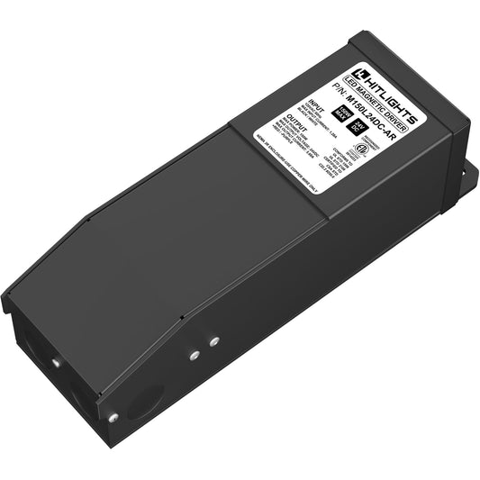 HitLights Dimmable LED Driver Transformer 24V 150W, Magnetic Power Supply 120VAC to 24VDC, Compatible with Lutron and Leviton Dimmers, for LED Strip Light, Kitchen, Cabinet, Class 2, ETL Listed