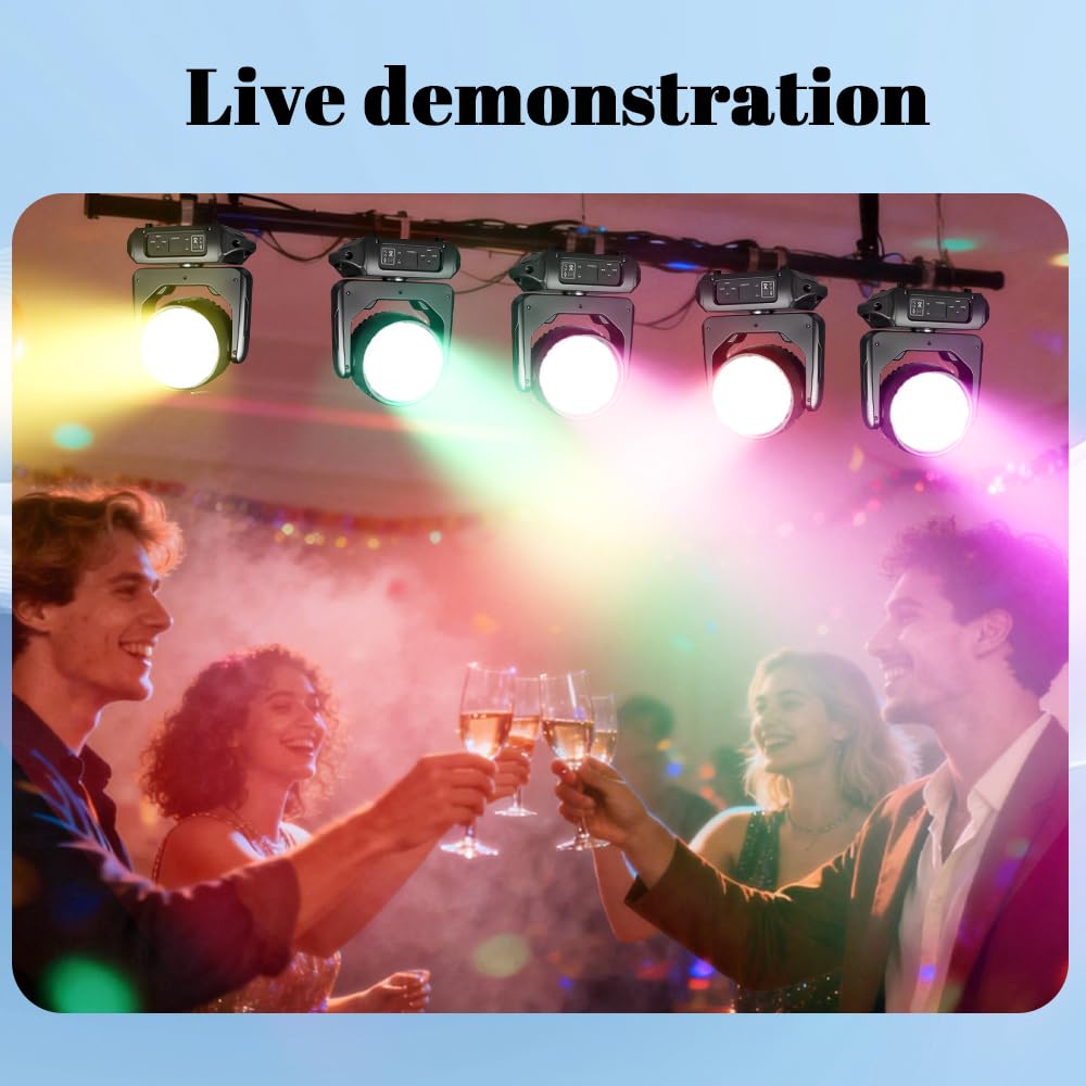 MINGJIE 19x15W Moving Head Stage Light,RGBW 4-in-1 LED Zoom Beam Wash Strobe Effect,DMX Sound Activated,540° Pan 270° Tilt,Professional DJ Lighting for Club Wedding Party Bar (Luces para)