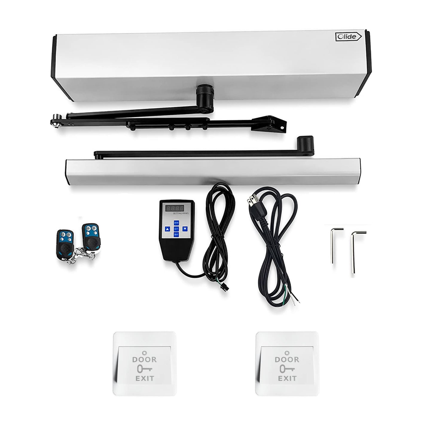 Automatic Swing Door,Push Button Swing Door Opener Remote Control Swing Opening Heavy Duty Door Operator with 2PCS Exit Buttons