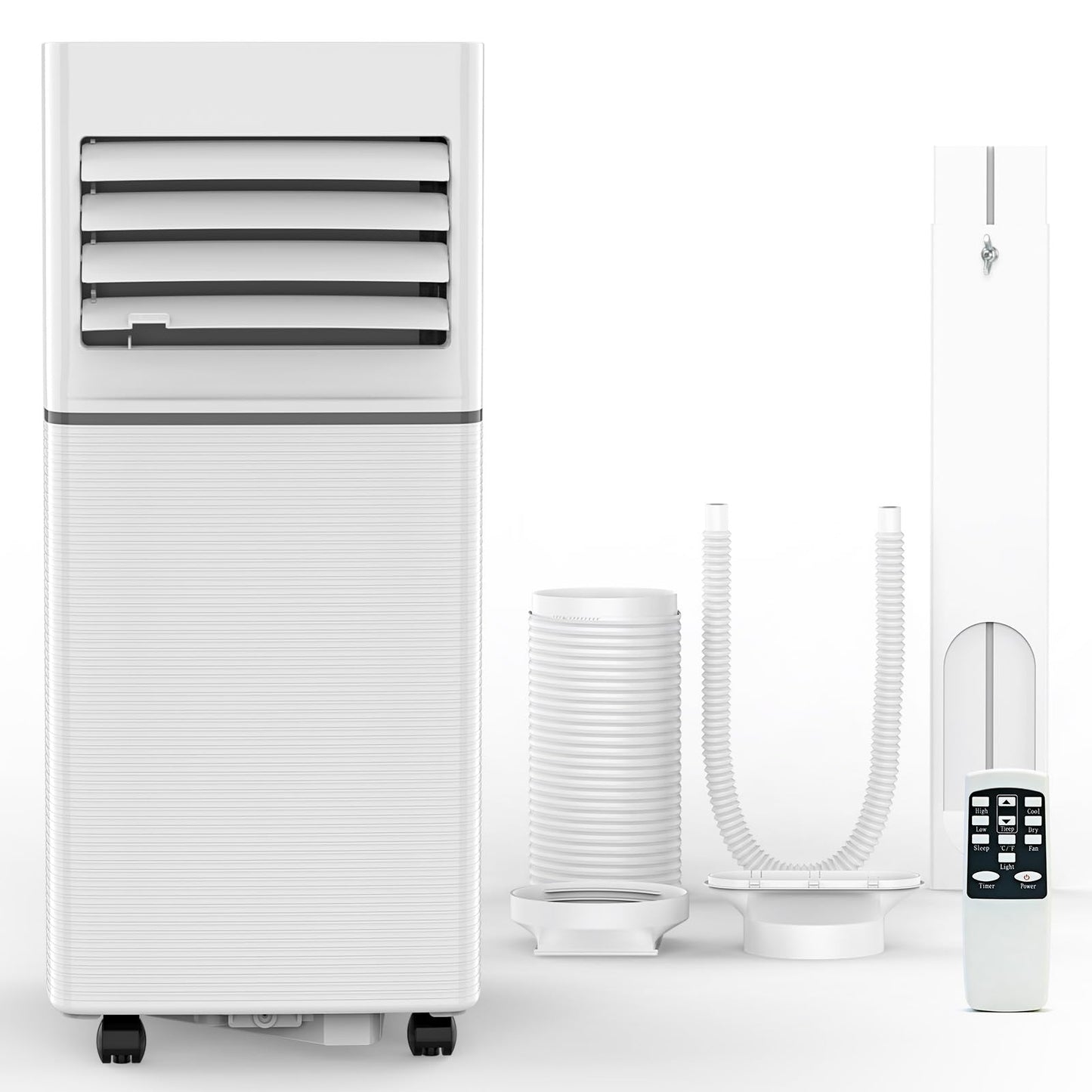 Electactic 8,000 BTU Portable Air Conditioner, 4-in-1 AC Cooler Dehumidifier Fan with LED Display, Remote Control, Quiet, Sleep Mode, 360° Casters, Window Kit for Room Office Apartment