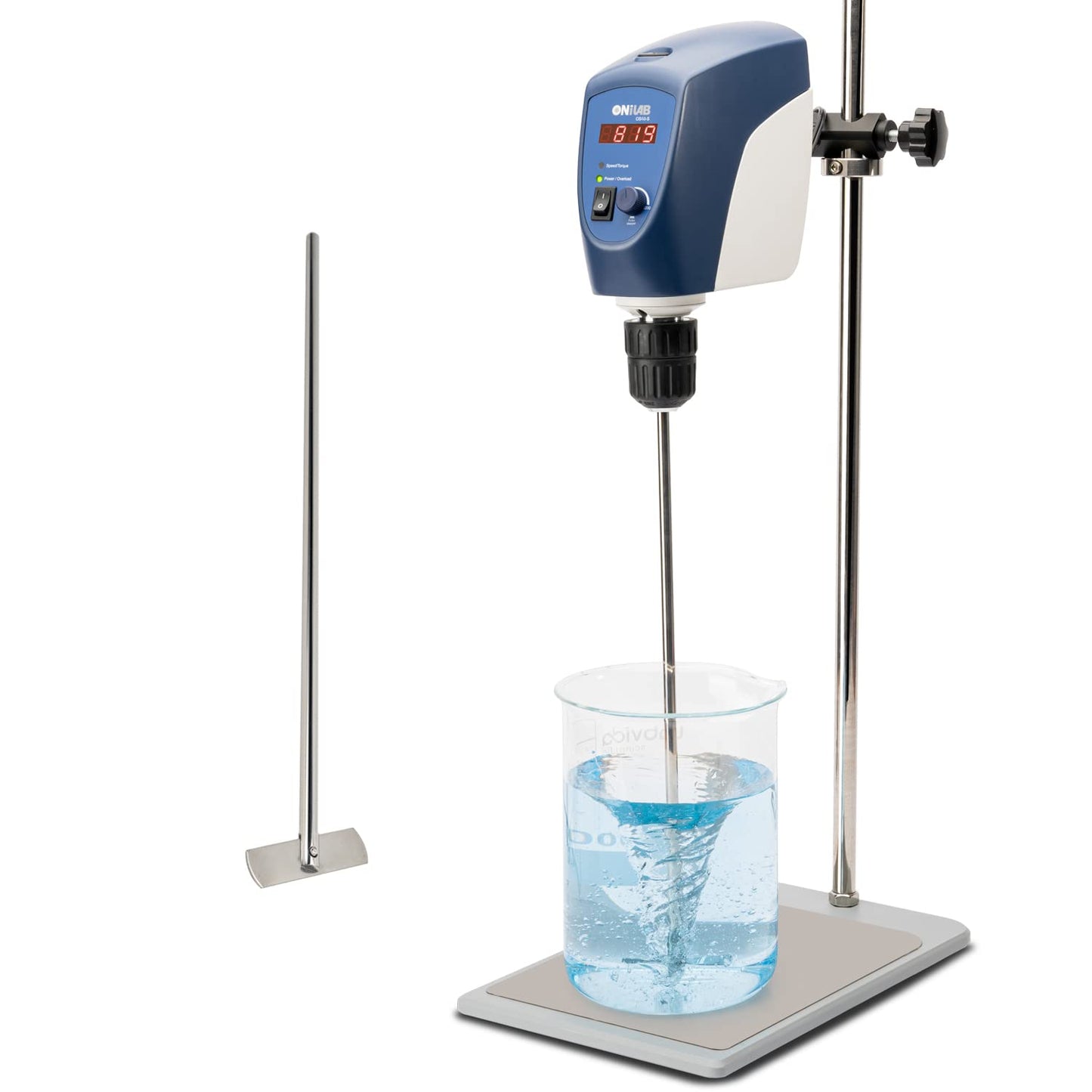 ONiLAB Electric Overhead Stirrer, LED Digital Overhead Stirrer Mixer with Stirring Rod, 40L,50000 mPas 50~2200RPM,Aluminum Alloy and ABS Body(Stand Included)…