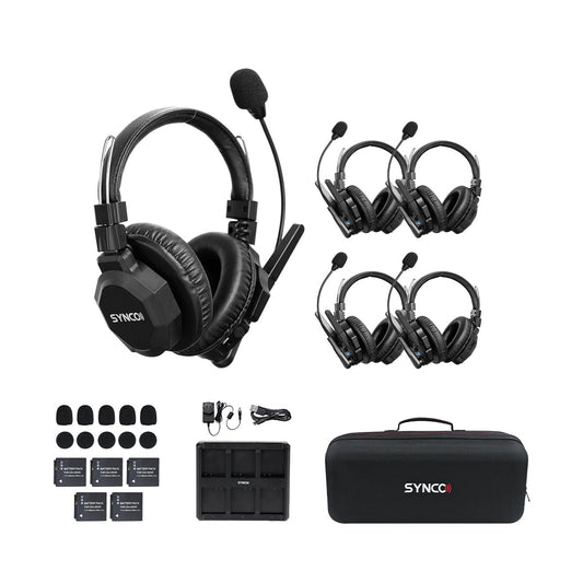 SYNCO XTALK XMax5 Wireless Intercom Headset System 2.4GHz 1640 feet 500 Meters Dual-Ear Team Communication Headset for Live Show Stage Performance Movie Shoot