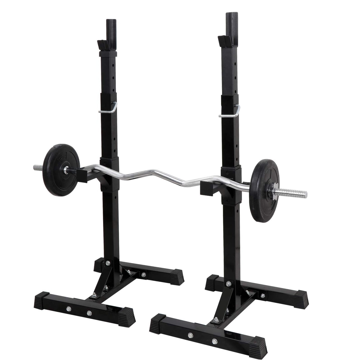 Saturnpower Pair of Adjustable Squat Rack 40inch-66inch Barbell Bracket Solid Steel Free Press Bench, Home Gym Portable Dumbbell Racks Stands, Family Sports Fitness Equipment,Black