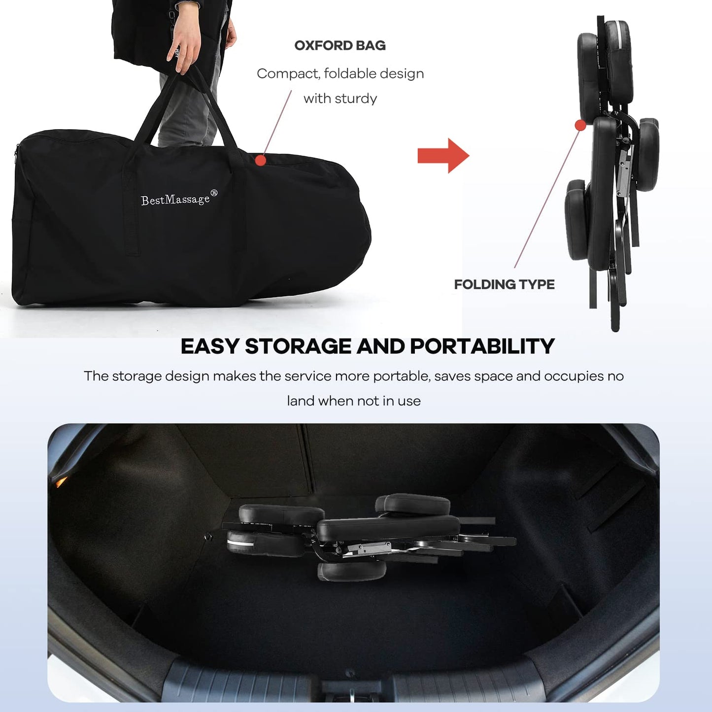 Folding Massage Chair, Portable Therapy Tattoo Chairwith 4 Inches Thickness Sponge,Ergonomic Adjustable Lightweight Beauty Chair for Tattoo, Spa, Salon and Treatment