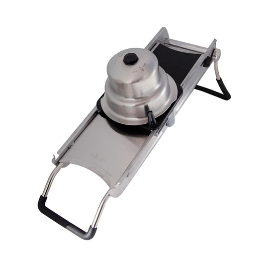 de Buyer LA MANDOLINE REVOLUTION MASTER - Removable, Double-Sided Stainless Steel Blade - Ideal for Cutting, Shredding, Dicing & Cubing - Includes 6 Julienne Blades & Extra Pusher - Made in France