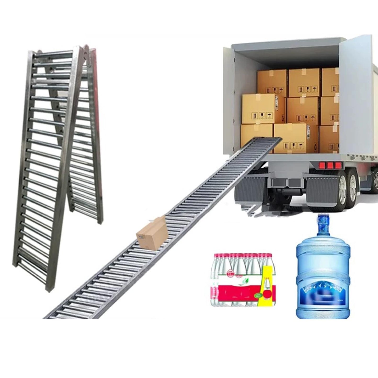 Heavy-Duty Portable Roller Conveyor Table, 30/40/50/60cm Width, 330lbs Stainless Steel Frame, Foldable Flow Rail for Warehouse Freight Handling, 8m/26ft Assembly Line