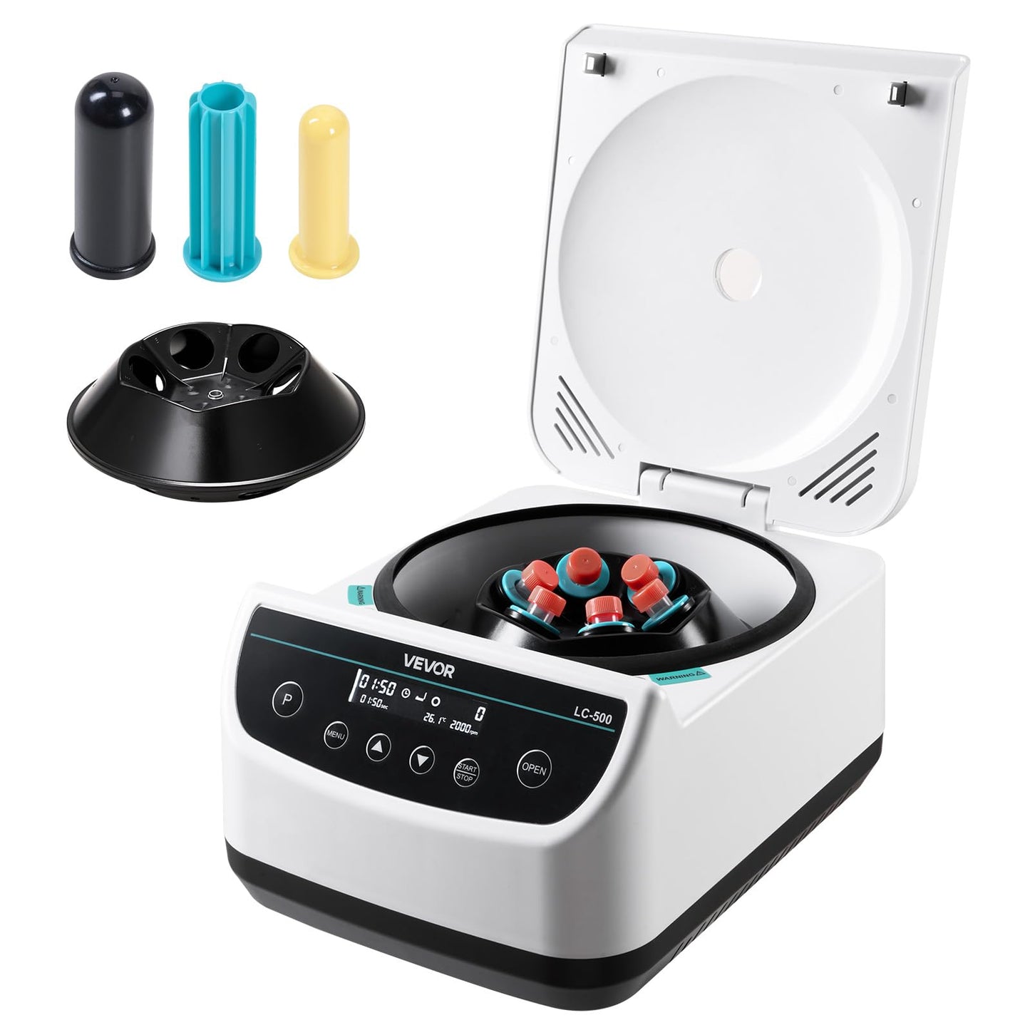 VEVOR Centrifuge Machine, 100-2100xg RCF Electric Laboratory Centrifuge Machine with 1 Rotor for 2/5/10/15/50ml Tube Capacity, Low Speed 500-4000rpm with Timer, Widely Used in Various Experiments