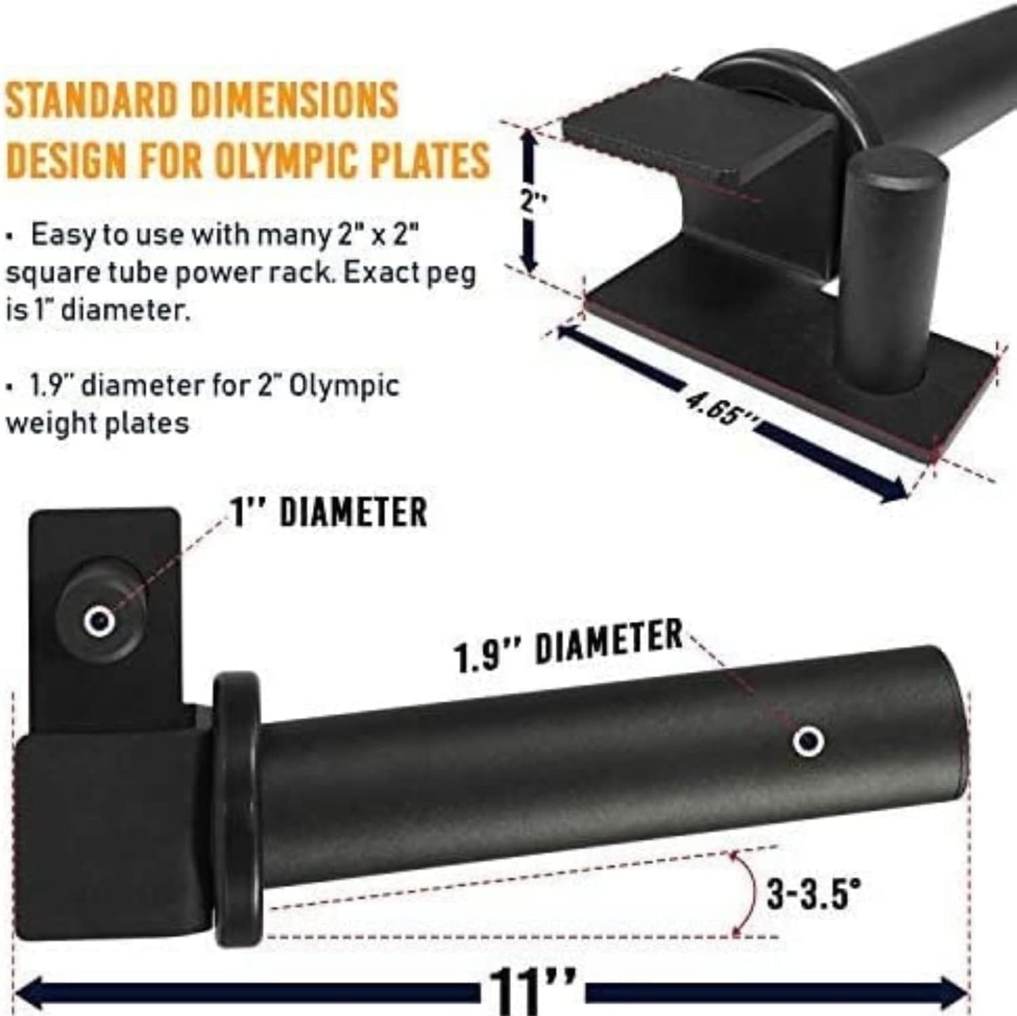 Yes4All Olympic Weight Plate Holder Attachment, Weight Plate Storage for Power Rack 2x2-3x2 - Fit 2 Inches Weight Plates